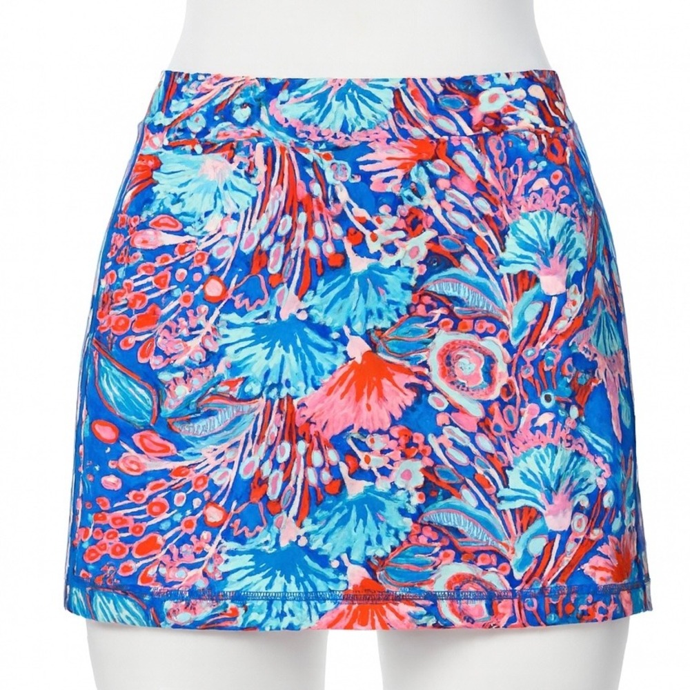 T by Talbots Skort Womens Small Blue Multicolor‎ Floral Pull-On Stretch Cotton